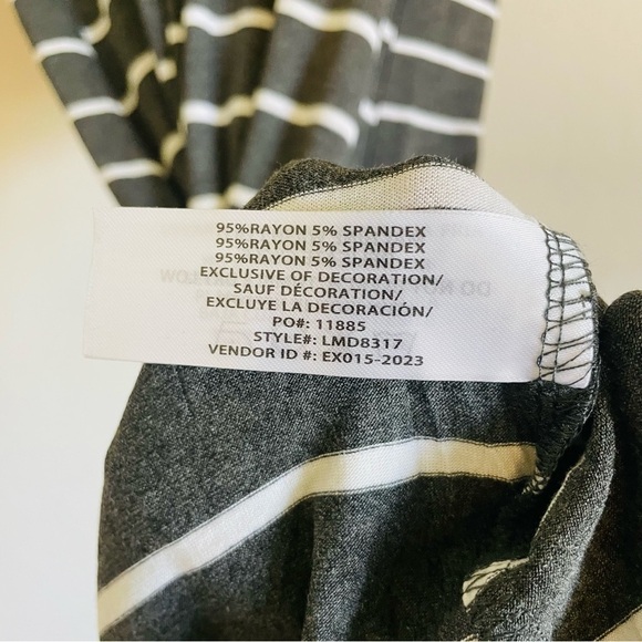 New Daisy island maxi t shirt dress L gray black white striped stretch casual - Picture 10 of 12